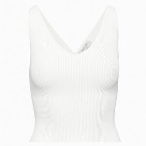 Babaton Sculpt Knit V-Neck Tank Top | White | 2XL